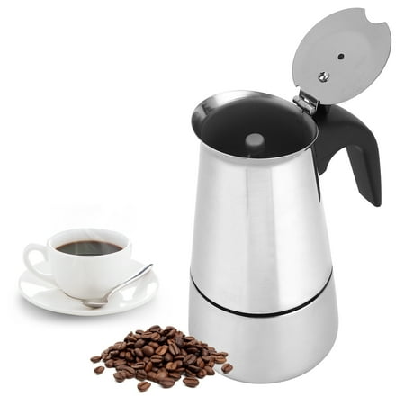 

Tebru 200ml Portable Coffee Maker Moka Pot Stainless Steel Coffee Kettle Pot for Home Kitchen Supplies Stainless Steel Coffee Pot Coffee Pot