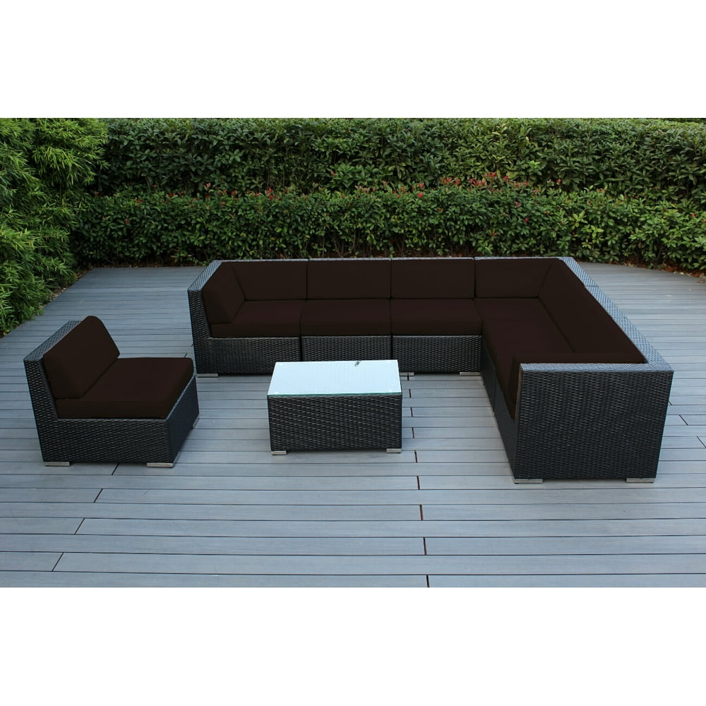 Ohana 8 Piece Outdoor Wicker Patio Furniture Sectional Conversation Set