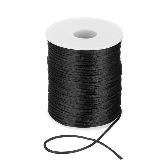 Uxcell Nylon String Cord Beading Satin String Knotting Cord Twine Thread for Jewelry Making Black