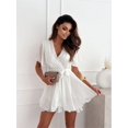 thumbnail image 3 of Femmes Blanc Robe Noire Été Sexy V-Cou Sangle Croisée Mini Jupe Volants Ourlet en Mousseline de Soie Robe Femme Mode Décontractée Robes de Plage Été, 3 of 6
