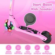 SISIGAD Electric Scooter for Kids, 80W 5.3 Kids Kick Scooter with LED Light-up Wheel and 3 Adjustment Levels Handlebar, Pink