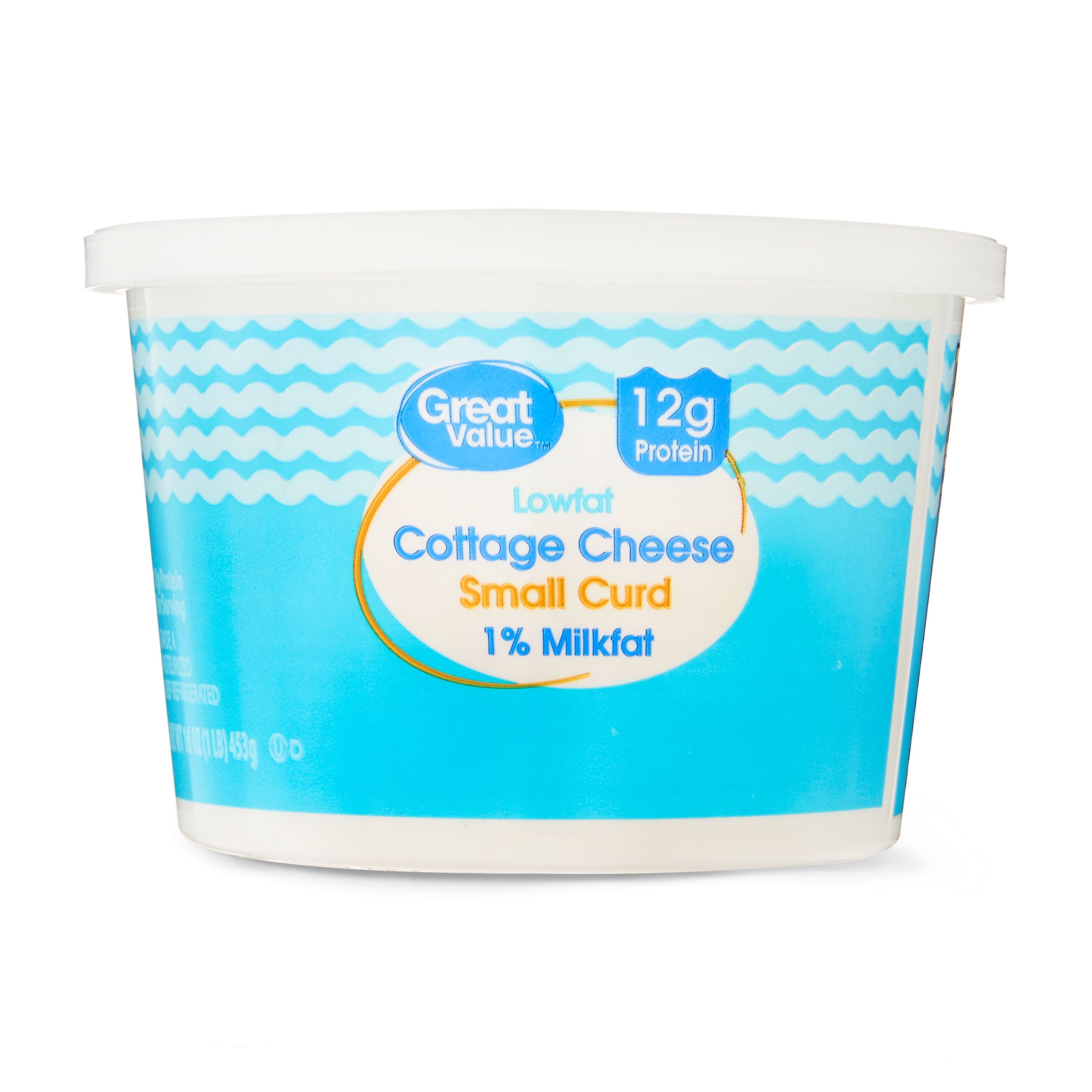 Great Value 1% Milkfat Lowfat Small Curd Cottage Cheese, 16 oz