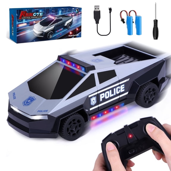 Sumsoltic Remote Control Car, Police Car Toy with LED Lights and 2.4GHz Remote Control Boys' Toy Truck RC Cars for Boys Age 4-7 8-12