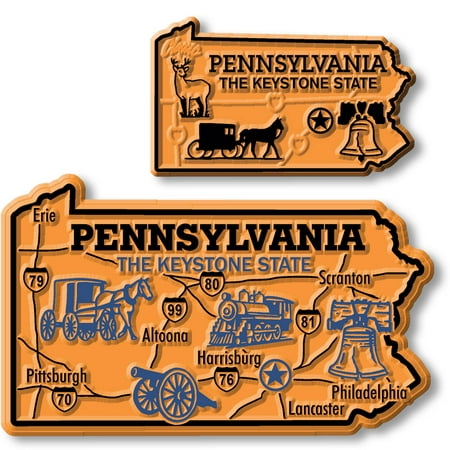 

Pennsylvania State Map Giant & Small Magnet Set by Classic Magnets 2-Piece Set