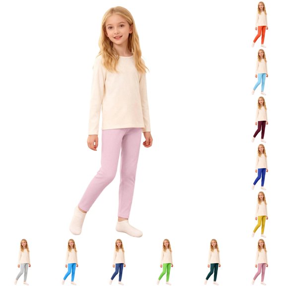 Winter Girls Lined Leggings Thickened Thermal Tights for Toddler To Big Kids Soft Stretchy Base Layer Pants Pencil Type Pants for Children 8-9 Years