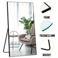 thumbnail image 3 of MAYEERTY 71"x32" Rectangle Oversized Full Length Mirror Aluminum Alloy Framed Floor Mirror with Bracket, Black, 3 of 6