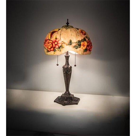 Meyda 217667 25 in. Puffy Butterfly & Flowers Table Lamp