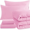 thumbnail image 1 of Juego de edredón NTBAY Twin con sábanas, 5 piezas, microfibra rosa, 1 of 9