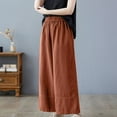 thumbnail image 6 of BLVB Womens Baggy Cotton Linen Wide Leg Pants Casual Comfy Elastic Waist Lounge Pants Lightweight Beach Trousers with Pockets, 6 of 7