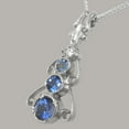 thumbnail image 4 of LBG 10k White Gold Genuine Natural Sapphire & Cubic Zirconia Womens Bohemian Pendant & Chain Necklace - Chain length 22, 4 of 5