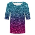 thumbnail image 2 of Blouse for Women Elegant Half Sleeve Summer Tops Vintage Floral Print Tunic Tops Tee Shirts Crewneck Casual Loose Pullover Tops Holiday Party Wear Tshirts Plus Size, 2 of 4