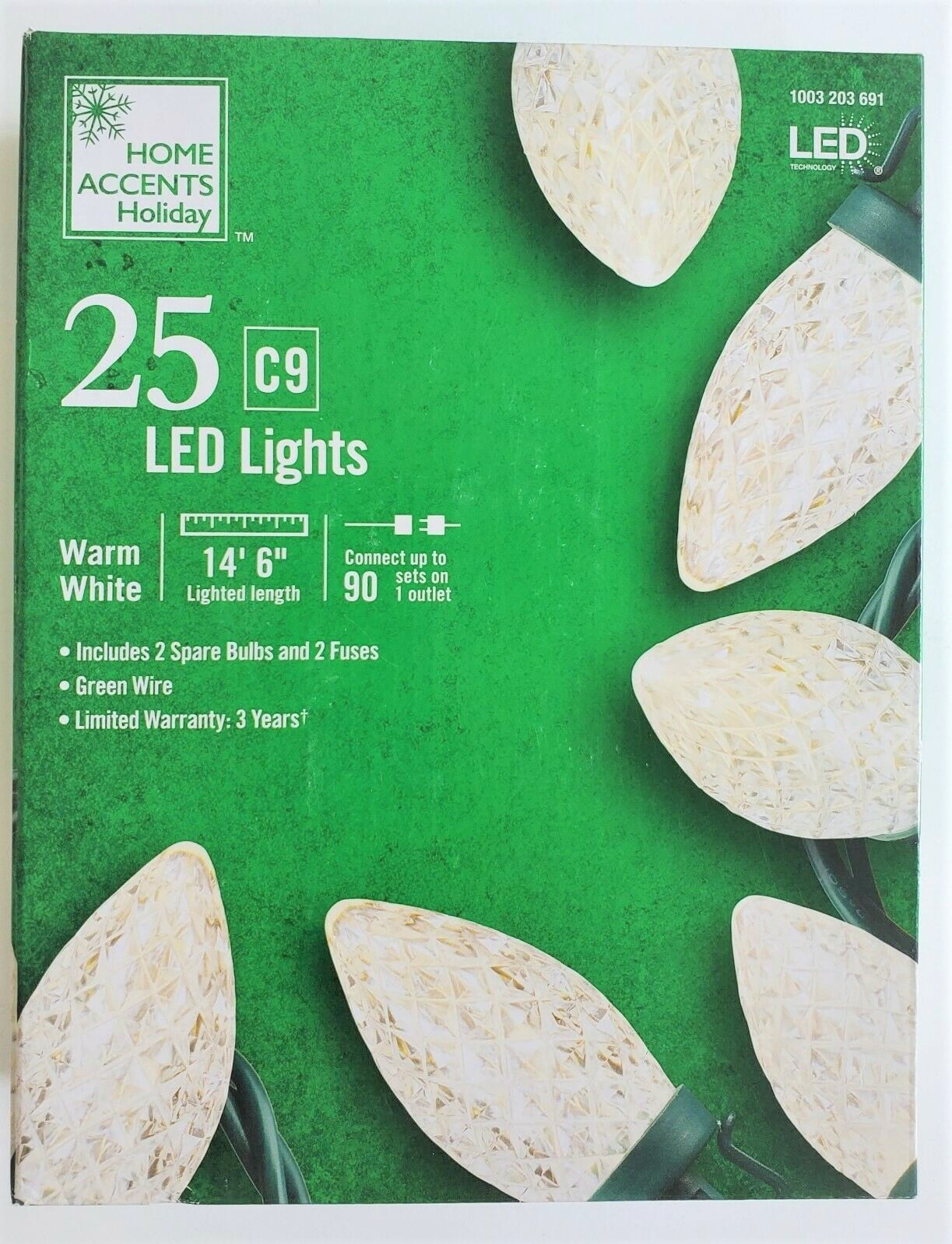 Home accents holiday 25 light cool white led c9 lights Home Accents Holiday 15 6 Ft 25 Light Warm White Led C9 Light String Ty290 815r Walmart Com Walmart Com