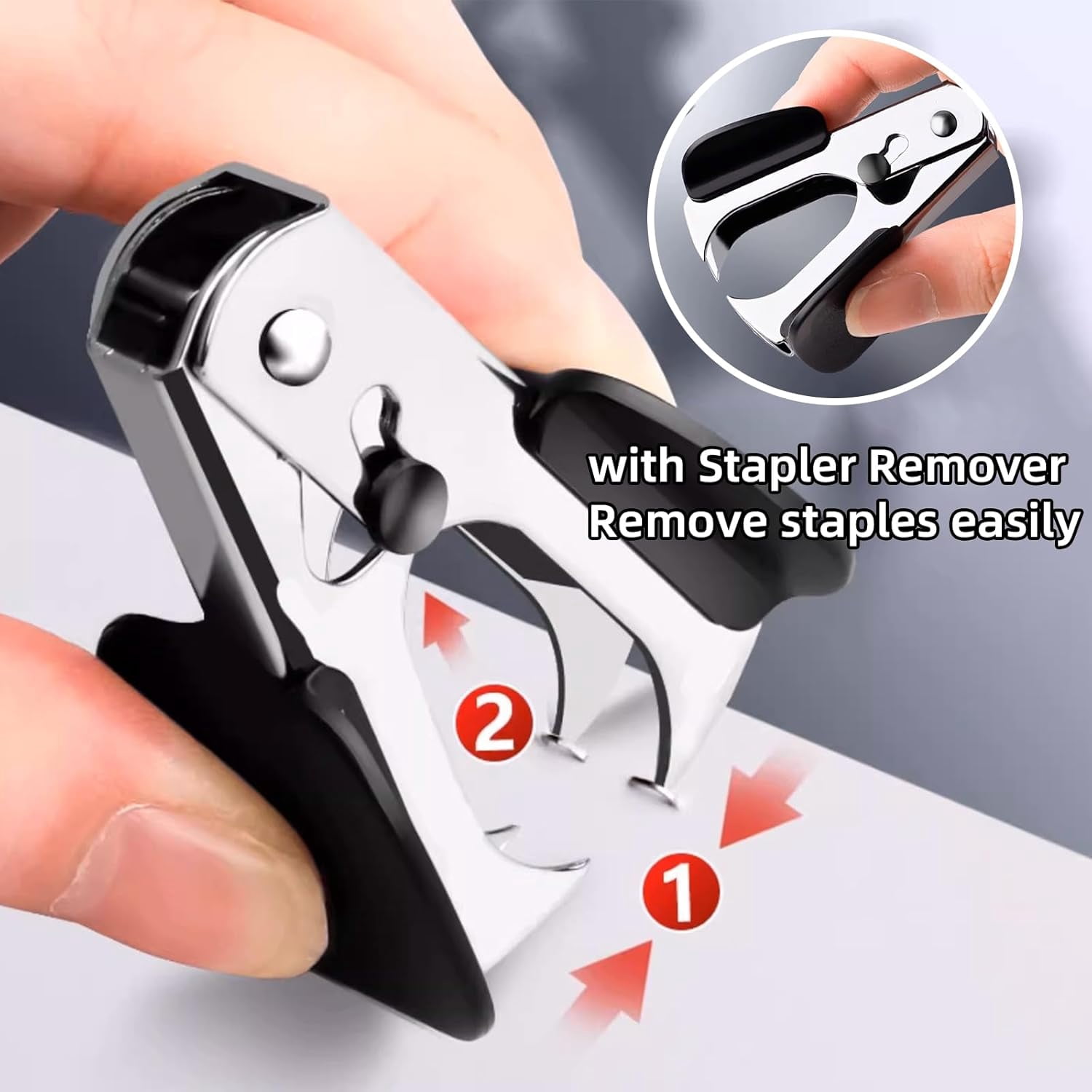 Long Reach Stapler,with 2000 Staples & Stapler Remover Full Strip，20-25 Sheet Capacity,with Built-in Ruler and Adjustable Locking Paper Guide, Black