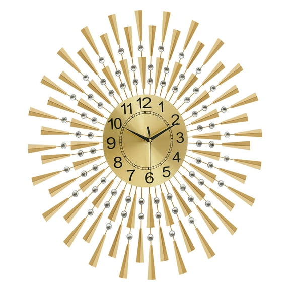 Dwellnix Elegant Gold Art Deco Wall Clock with Silent Scan Movement, Large Numbers, Easy Installation for Living Room, Home Decor