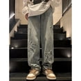 thumbnail image 4 of Boys Girls Jeans with Big Pockets Elastic Waist Wide Leg Loost Fit Casual Denim Pants 6-16 Years, 4 of 6