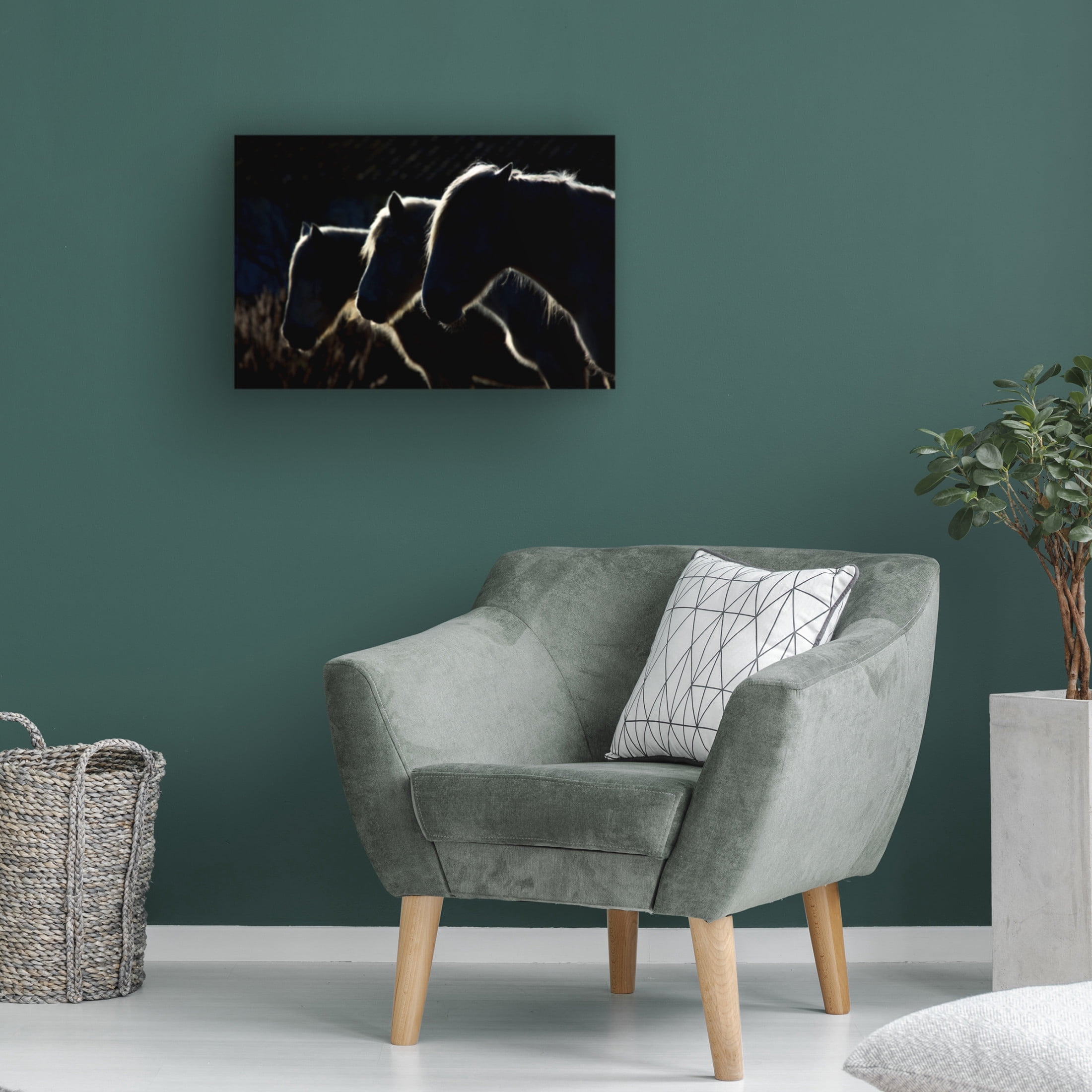 Canvas Wall Art - Michel Romaggi 'Horses Colored Version ' Wall Art for Living Room, Bedroom, or Office Décor by Trademark Fine Art - 32 x 22 Inches