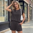 thumbnail image 4 of SUNBS Lounge Sets for Women Two Piece Outfits Crew Neck Short Sets Cap Sleeve Drawstring with Pocket, 4 of 10
