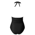 thumbnail image 5 of Womens Retro One Piece Swimsuit with Tummy Control, Ruched Vintage Bathing Suit for Long Torso & Curvy Figures, Halter Neck, 5 of 6