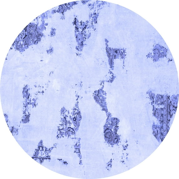 Ahgly Company Indoor Round Abstract Blue Modern Area Rugs, 6' Round