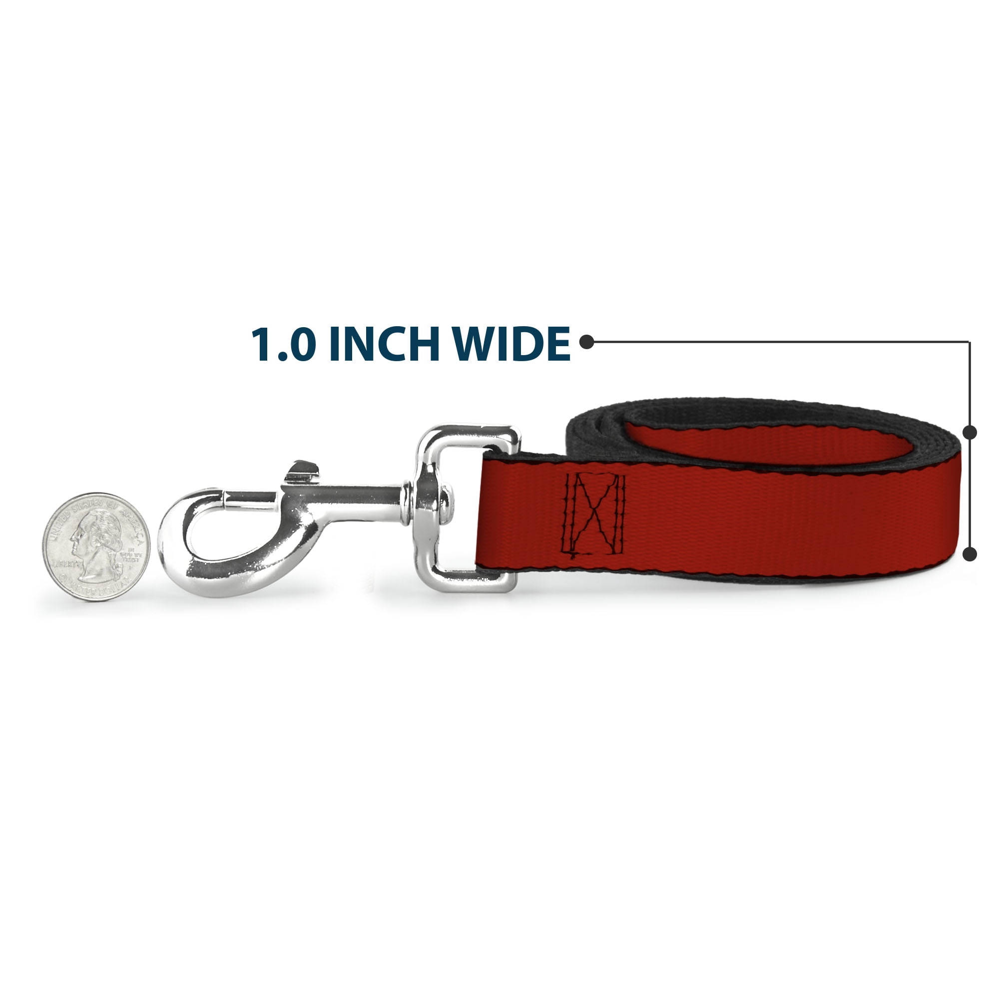 Buckle-Down Pet Leash, Dog Leash, Red Print, 6 Feet Long 1.0 Inch Wide