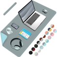 thumbnail image 1 of Multifunctional Large Desk Mat Double Sided Computer Desk pad Extended Mouse Mat Office Desk Protector with PU Leather .;;脳.;; Office Home Writing Pad (+, 1 of 6