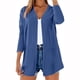 thumbnail image 2 of Sudaderas con capucha para mujer,Cárdigan de lino con cuello en V para mujer, manga larga, abertura frontal y bolsillos, mezcla de poliéster ligero, para uso diario informal, sopatenor, 2 of 5