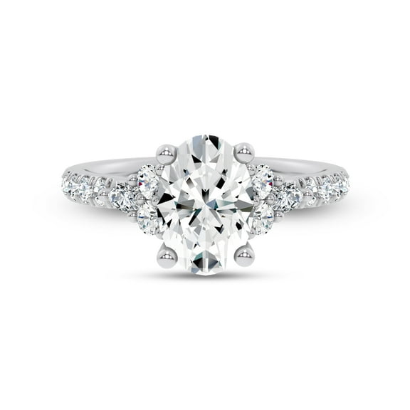 Veda Jewel 1.86 Ct Lab Lab-Created Trellis Cluster Engagement Ring - Bridal Jewelry with Oval Cut Lab-Created and Pave Design - Crafted with 14K White Gold Plated for Wedding and Special Occasions