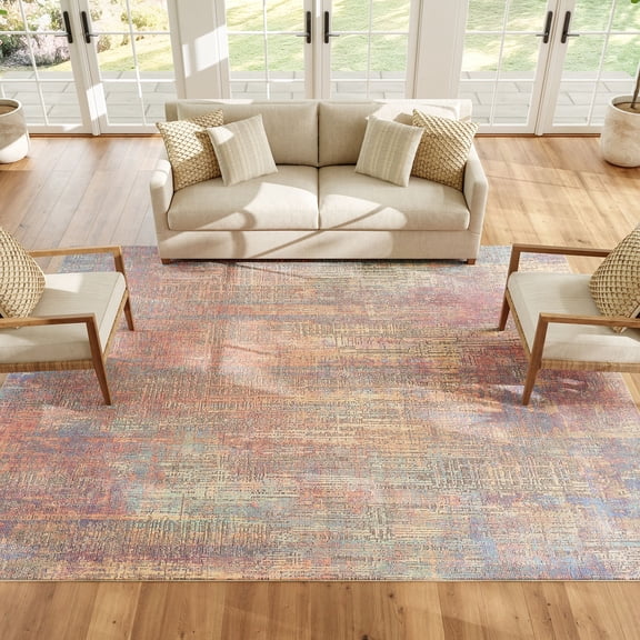 Nourison Botanical Washables 5' x 7' Multicolor Modern Indoor Flatweave Rug