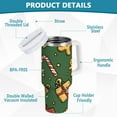 thumbnail image 2 of Yayeee 40oz Stainless Steel Tumbler with Straw and Handle Double-Wall Insulated Travel Water Bottle, Yellow Christmas Gingerbread, 2 of 8