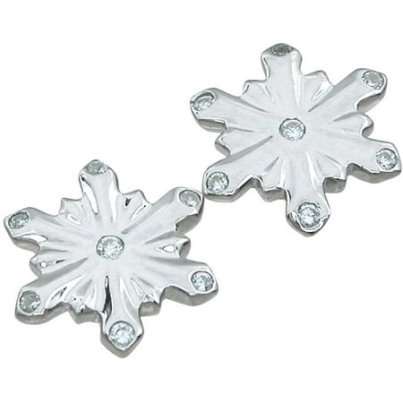 Plutus CZ Sterling Silver High-Polish Snowflake Earrings