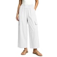thumbnail image 2 of Bxsruta Women's Cargo Pants Wide Leg Relaxed Fit Cropped Trousers Casual Summer Everyday Wear, 2 of 5