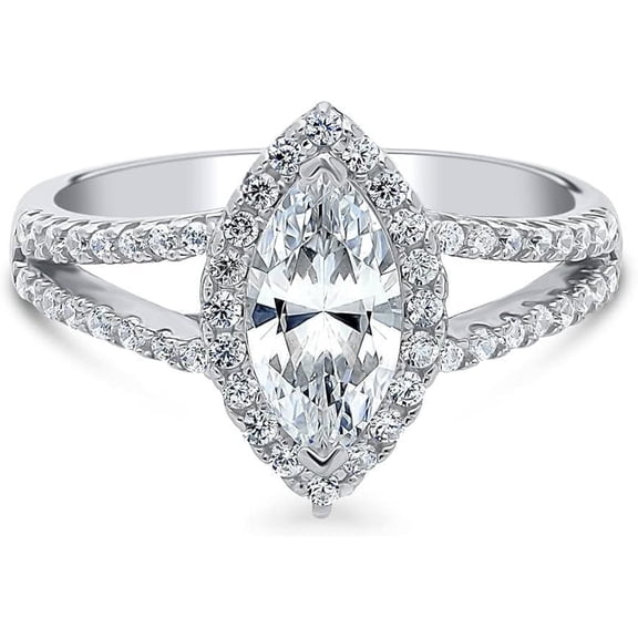 Divine Creation 2.20 Ct Marquise Cut White Diamond Wedding Engagement Halo Ring 14K White Gold Plated 925 Sterling Silver For Women's -4.5