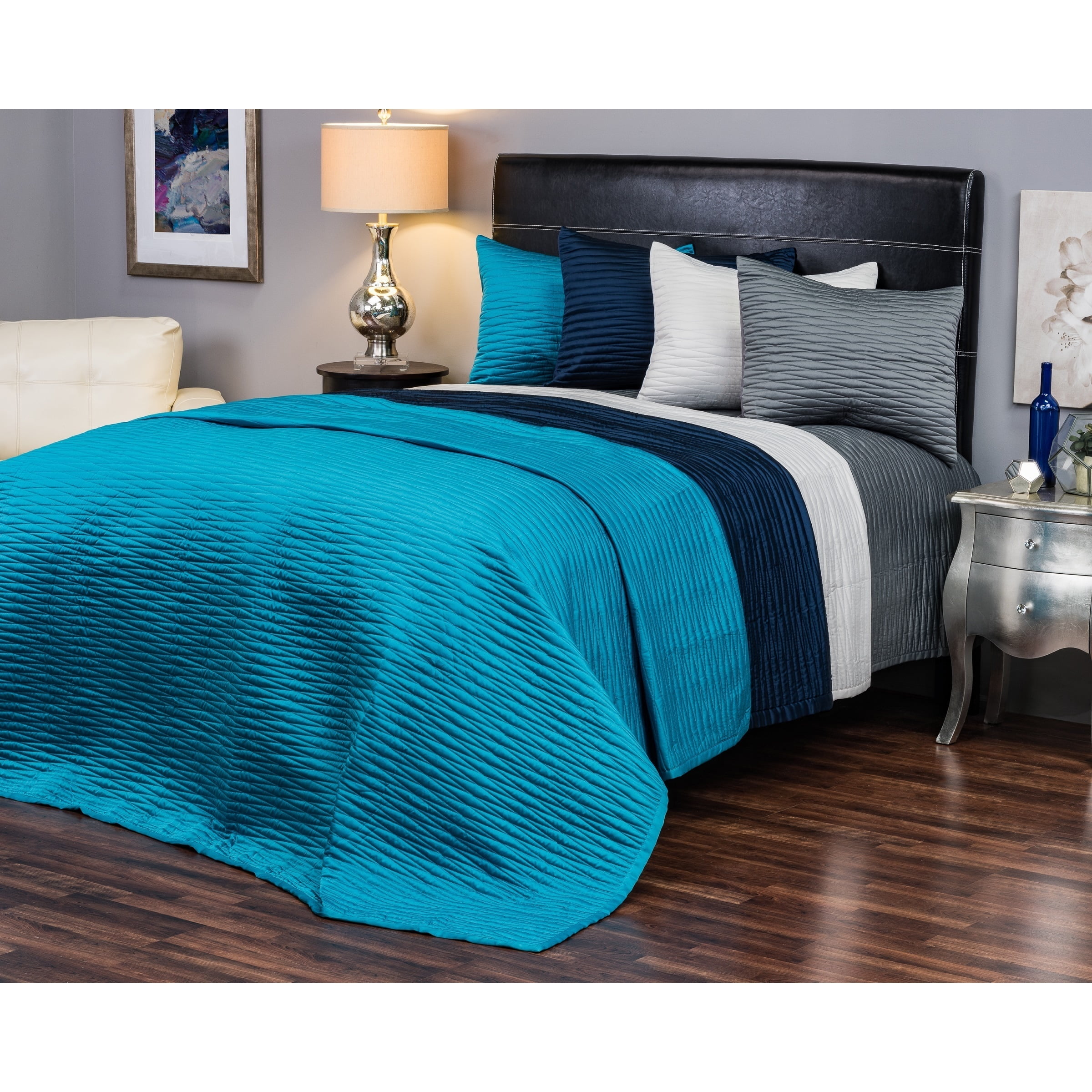 Rizzy Home Parker Quilt Set by  Teal Queen