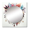 thumbnail image 2 of Designart "Crimson Bohemian Blossoms And Blue Plumage II" Dream catcher Square Mirror For Wall Decor - Large Pink Square Mirror Printed Wall Decor - Traditional Square Living Room Mirror, 2 of 5
