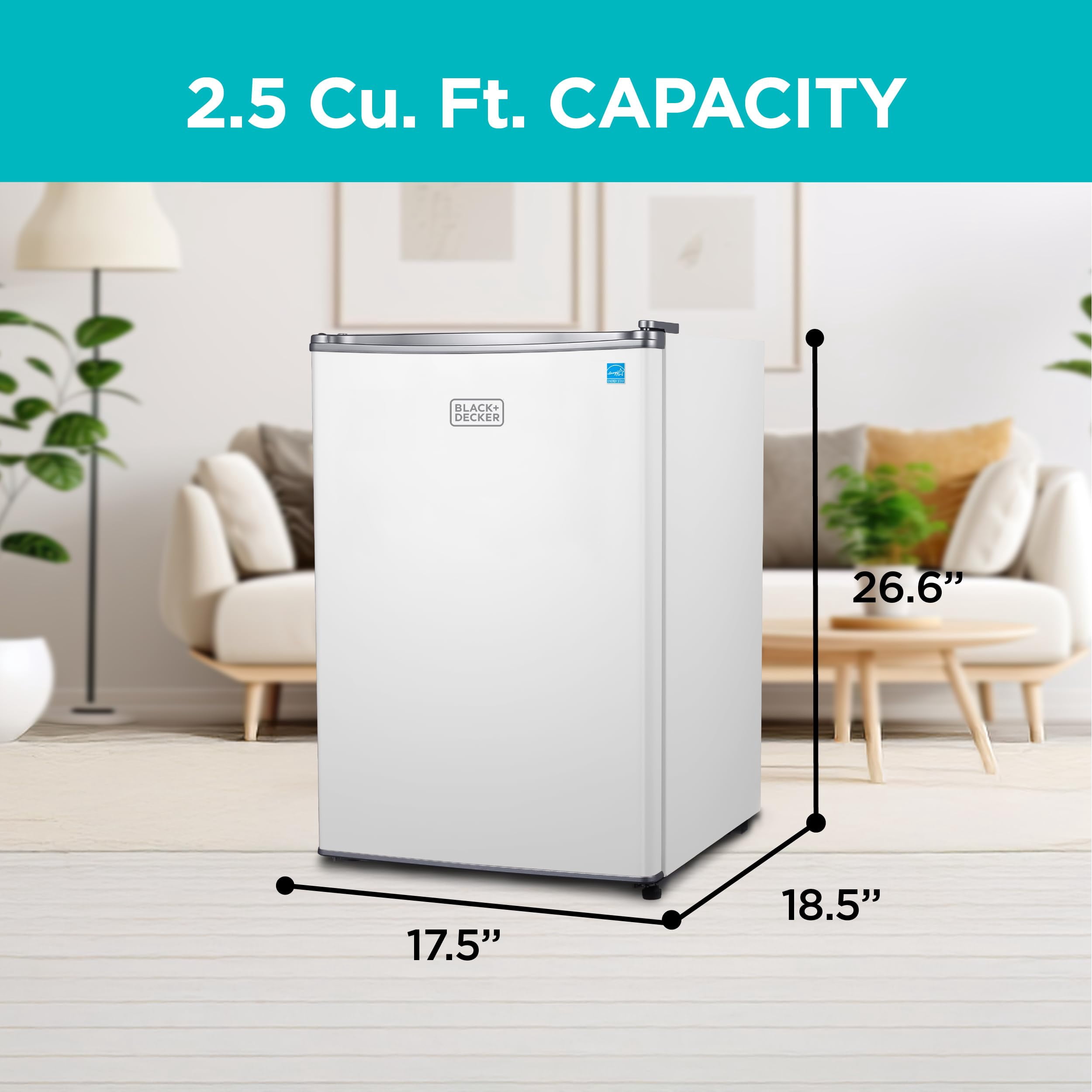 BLACK+DECKER BCRK25W 2.5 Cubic-ft Refrigerator/Freezer (White) - 2.50 ft³ - Reversible - White