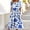 07 Multicolor, variant on YueHuiYing Women's Summer Casual Blue-and-White Porcelain Print Short-Sleeve Round-Neck Knee-Length Dress
