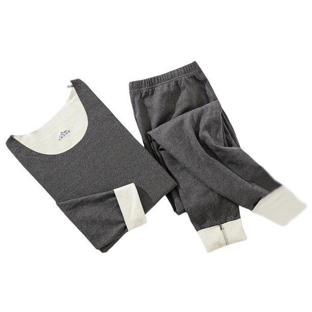 sweethay Conjunto de ropa interior térmica de doble cara de lana, termo de cuello redondo, traje de lencería de felpa, ropa de invierno para mujeres y Prendas para la parte del cuerpo gris oscuro 5 sweethay AP013400-29