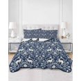 thumbnail image 3 of Navy Blue Boho Elk Twin Size Down Alternative Comforter, Lightweight Comforter Quilt Bedding Set with Pillow Shams Middle Century Vintage Botanical All Seasons Bed Comforter Duvet Insert 68"x86", 3 of 7