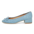 thumbnail image 2 of FSJ Women Round Toe Bowknot Strap Pumps Slip on Block Low Heels Comfortable Shopping Dress Shoes Size 6 Blue Denim, 2 of 5