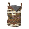 thumbnail image 1 of Tribal Laundry Bag, Traditional Folk Cultural Featured Trippy Boho Abstract Design, Hamper Basket with Handles Drawstring Closure for Laundromats, 13" x 19", Multicolor, by Ambesonne, 1 of 4