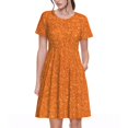 thumbnail image 1 of Balery Orange Glitter Vestidos sueltos de manga corta para mujer, vestidos de verano 2025, vestidos casuales de corte A con vuelo., 1 of 6