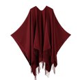 thumbnail image 2 of Resicozy Shawl Wraps Women Winter Knitted Scarf Fashion Solid Color Cardigan Cape Top Sweater Shawl Scarf Wine, 2 of 4