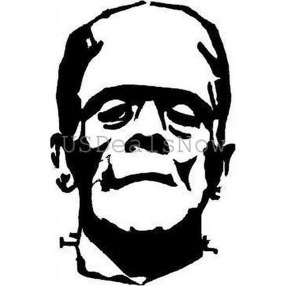 (1) 5"x7.7" Frankenstein Halloween Haunted Vinyl Decal Car Window Stickers BLACK
