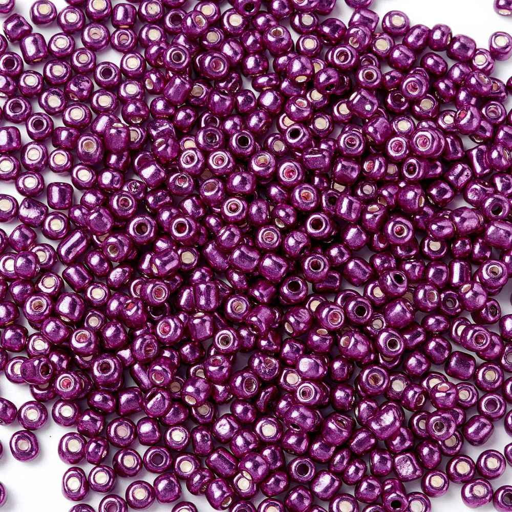 6/0 Glass Seed Beads Metallic Colours Style Round Dark Orchid 6/0 4mm Hole: 1.5mm about 4500pcs/pound