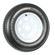 eCustomrim Trailer Tire On Rim ST205/75D15 F78-15 205/75-15 Load C 5 Lug Wheel White Spoke