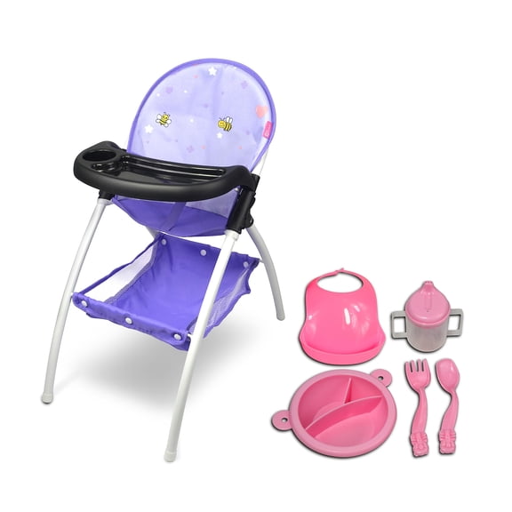 Silla alta Baby Doll Anivia DH010A morada con juguetes de 16 pulgadas
