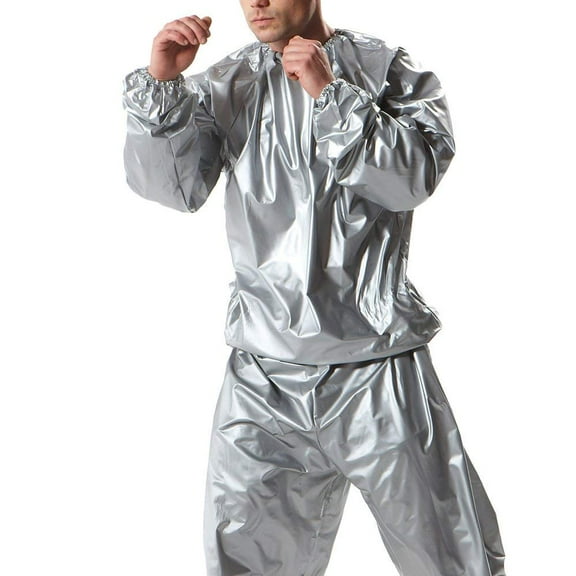 2-Piece Unisex Neoprene Sauna Suit: Sweat, Burn Fat, and Lose Weight for Maximum Workout Performance – Silver