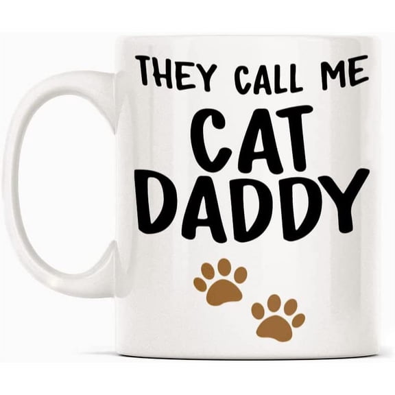 Cat Dad Cute Paws Mug Gift, White Funny Sarcasm Coffee Cup Novelty