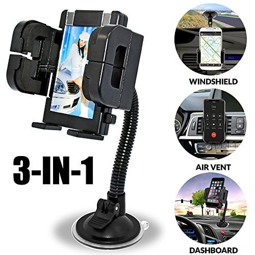 universal 3in1 car cell phone holder, windshield long arm phone