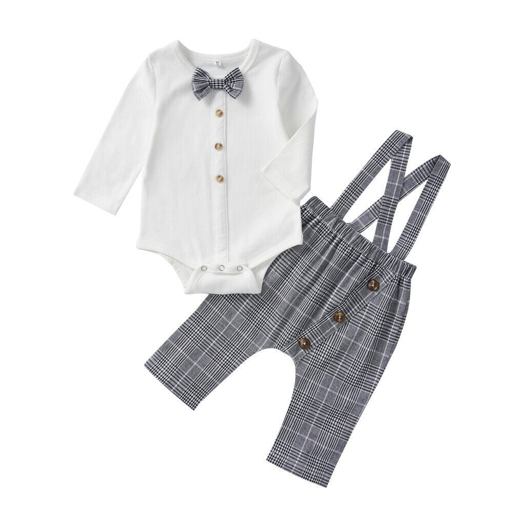 baby boy white suspender outfit